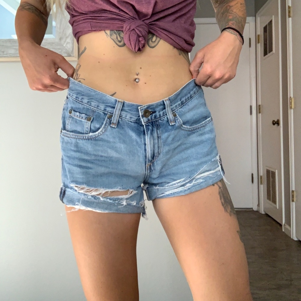Rag & bone denim blue jean shorts distressed